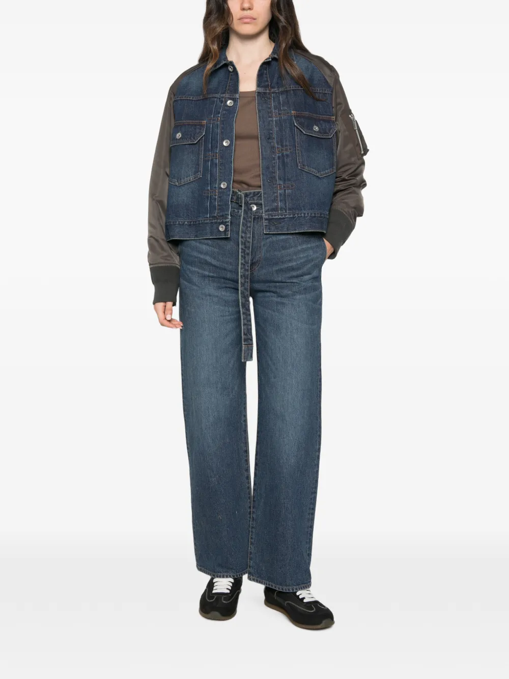 sacai Belted Layered-waist Jeans in Blue, view 2