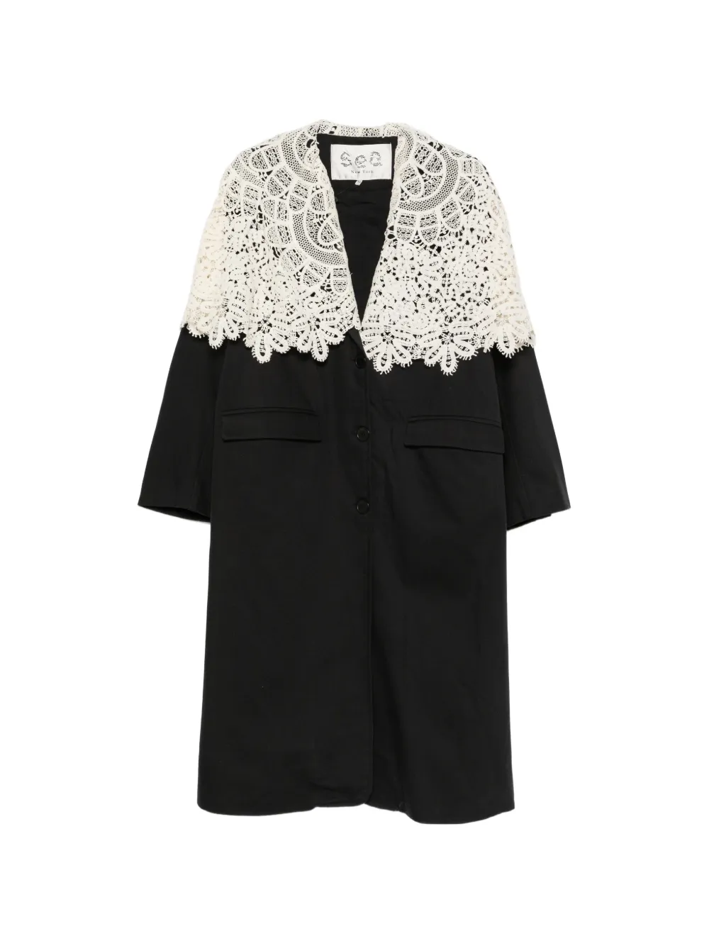 Sea Alina lace-collar coat - Nero