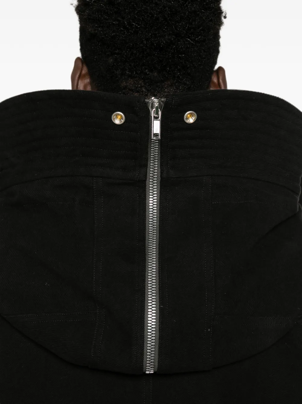 Rick Owens Tower megaparka van zwart geborsteld twill