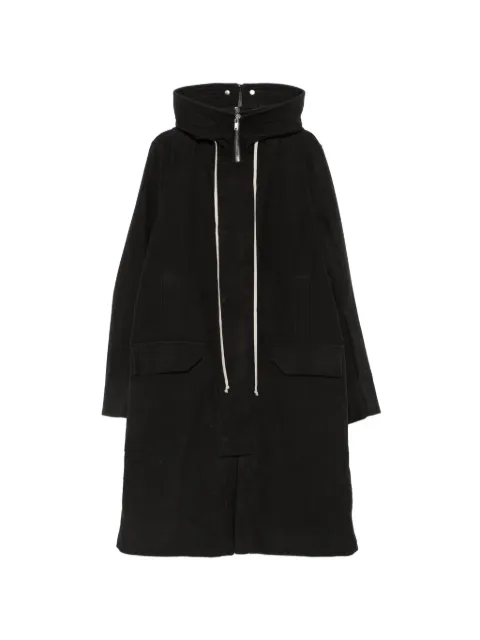 Rick Owens drawstring-hood zipped coat