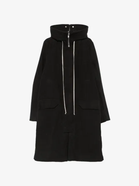 Rick Owens manteau zippé à capuche à lien de resserrage