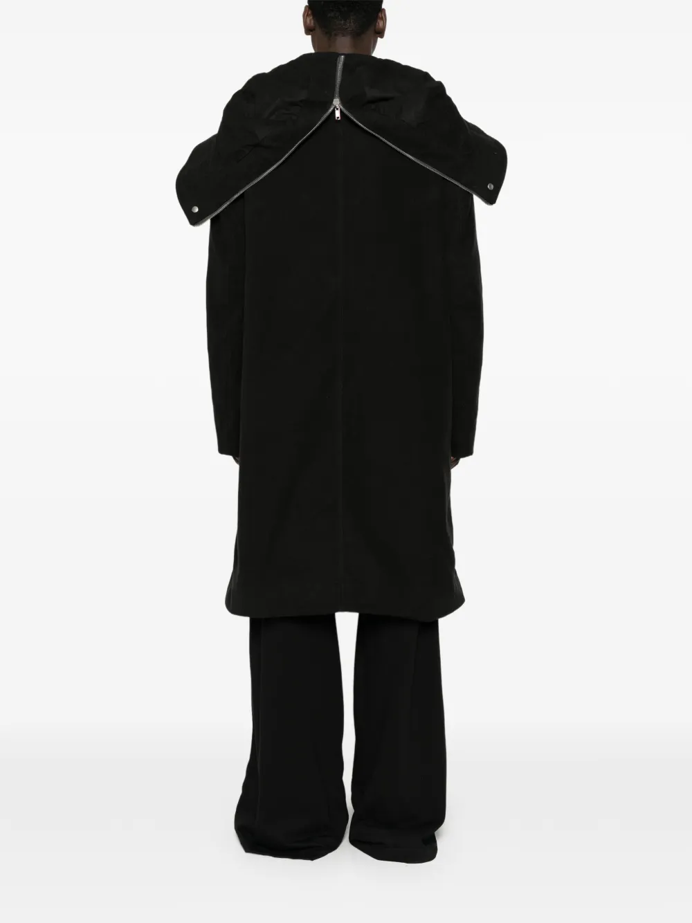 Rick Owens Tower megaparka van zwart geborsteld twill