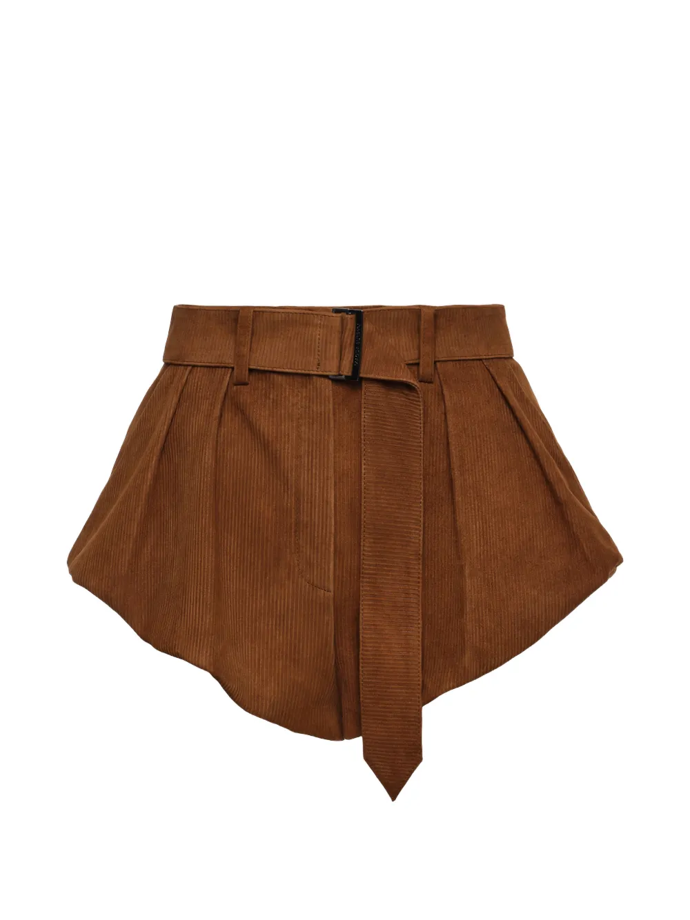 Magda Butrym Geplooide shorts met riem Bruin