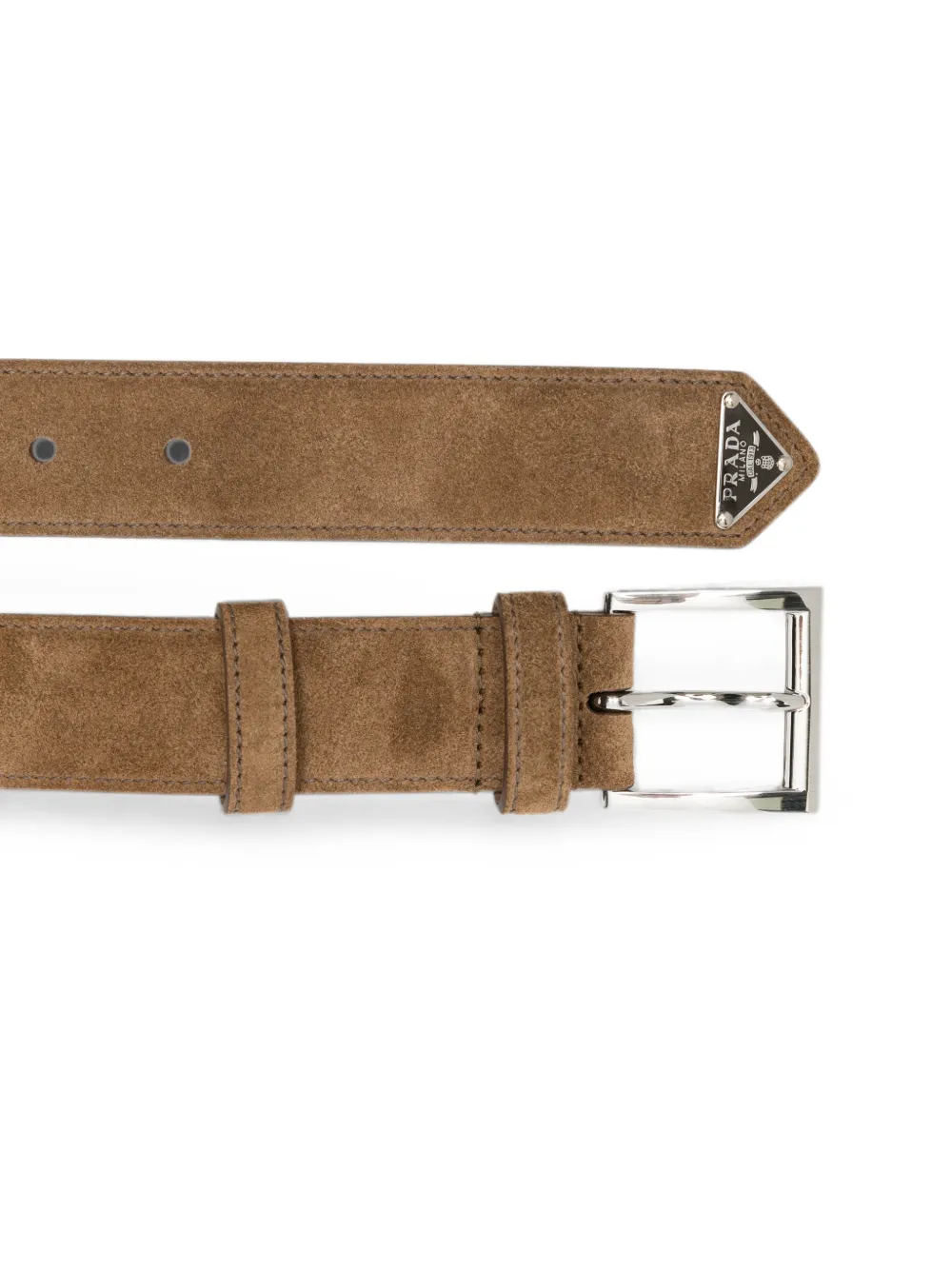 Prada Suède riem met logoplakkaat Bruin