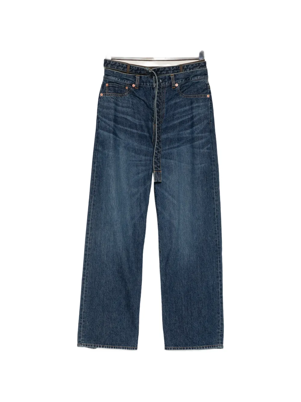 sacai layered panel jeans - Blau