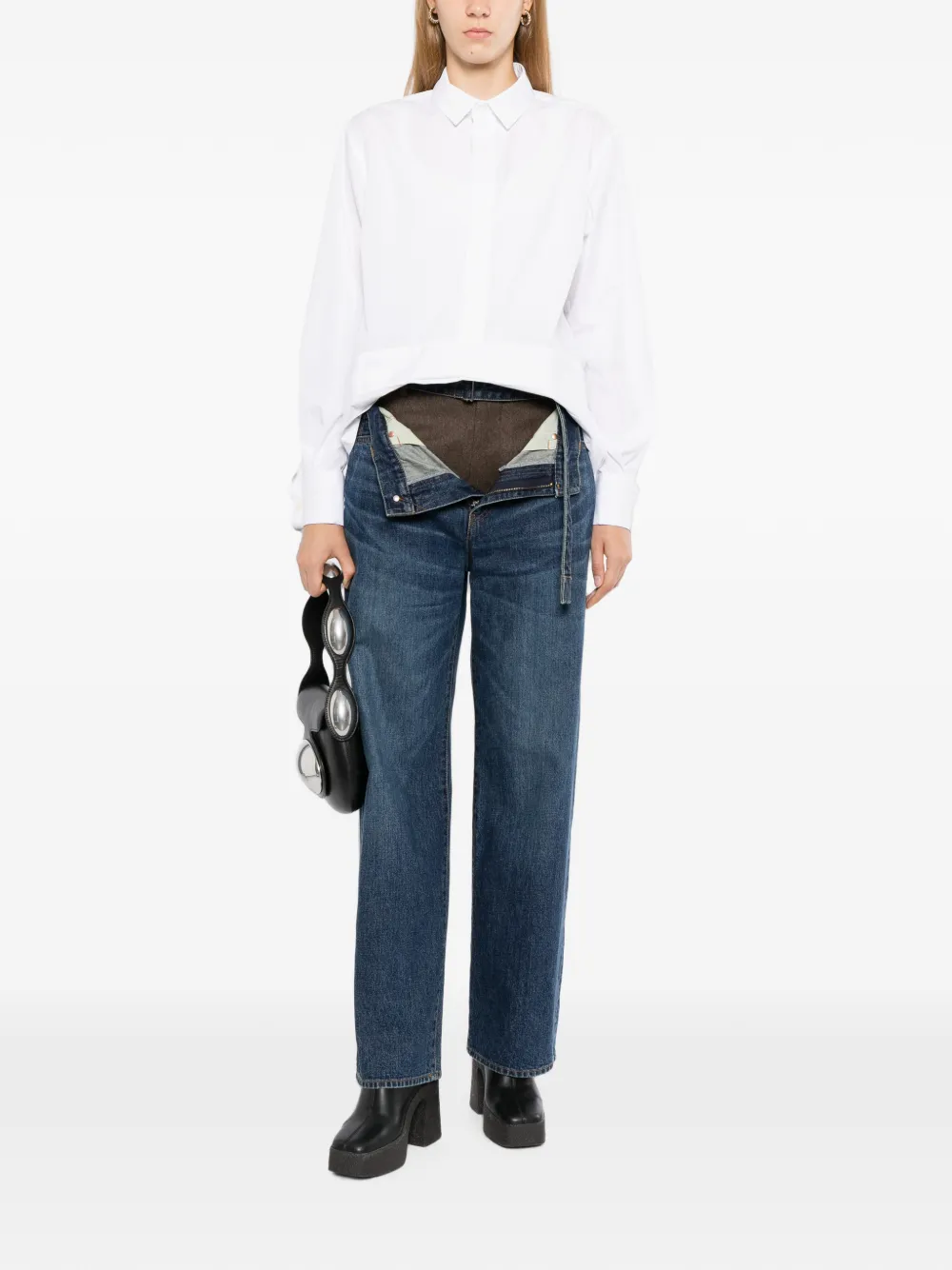 sacai Gelaagde jeans met vlak Blauw