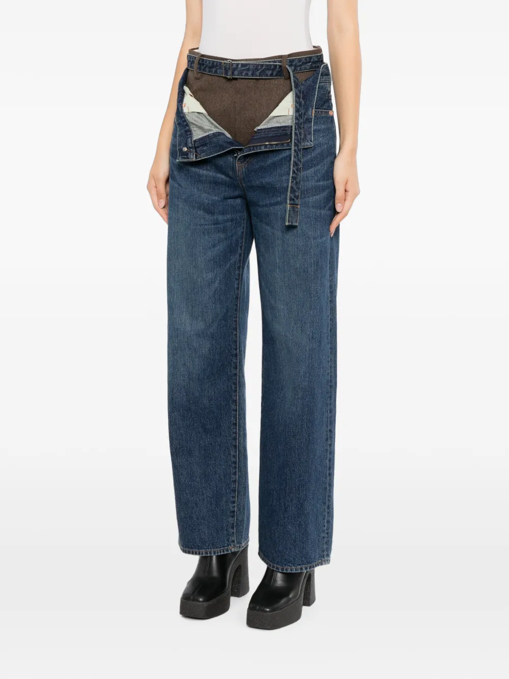 sacai Gelaagde jeans met vlak Blauw