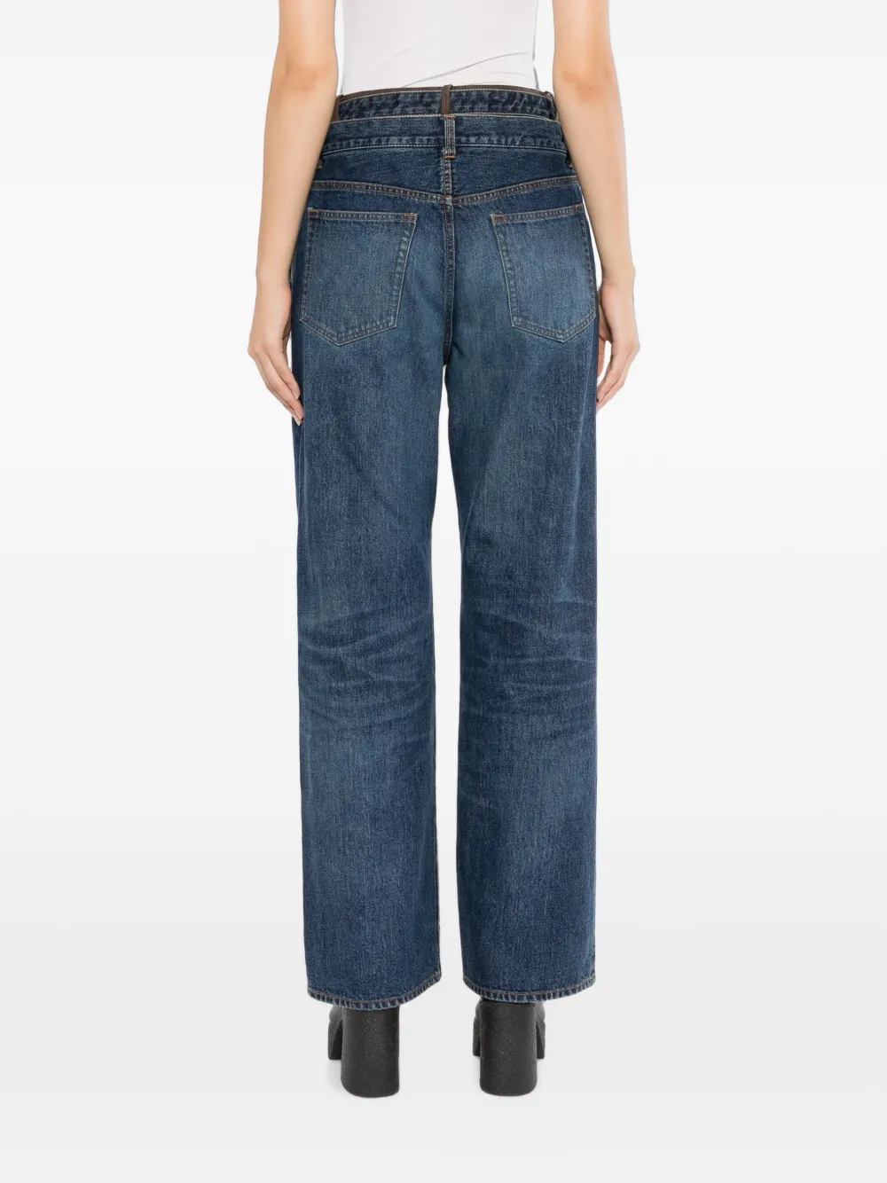 sacai Gelaagde jeans met vlak Blauw