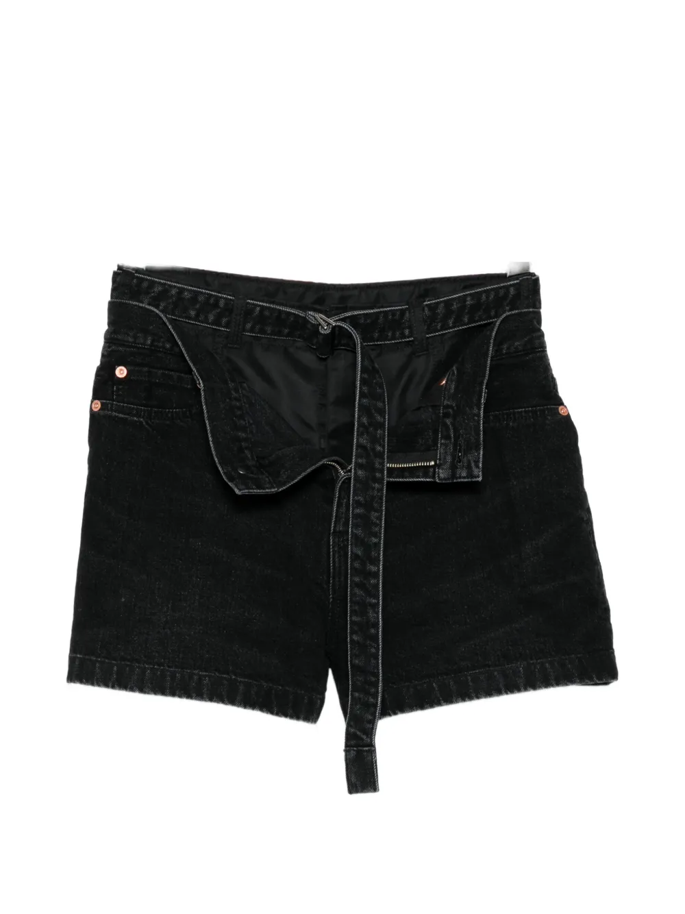 sacai belted denim shorts - Schwarz