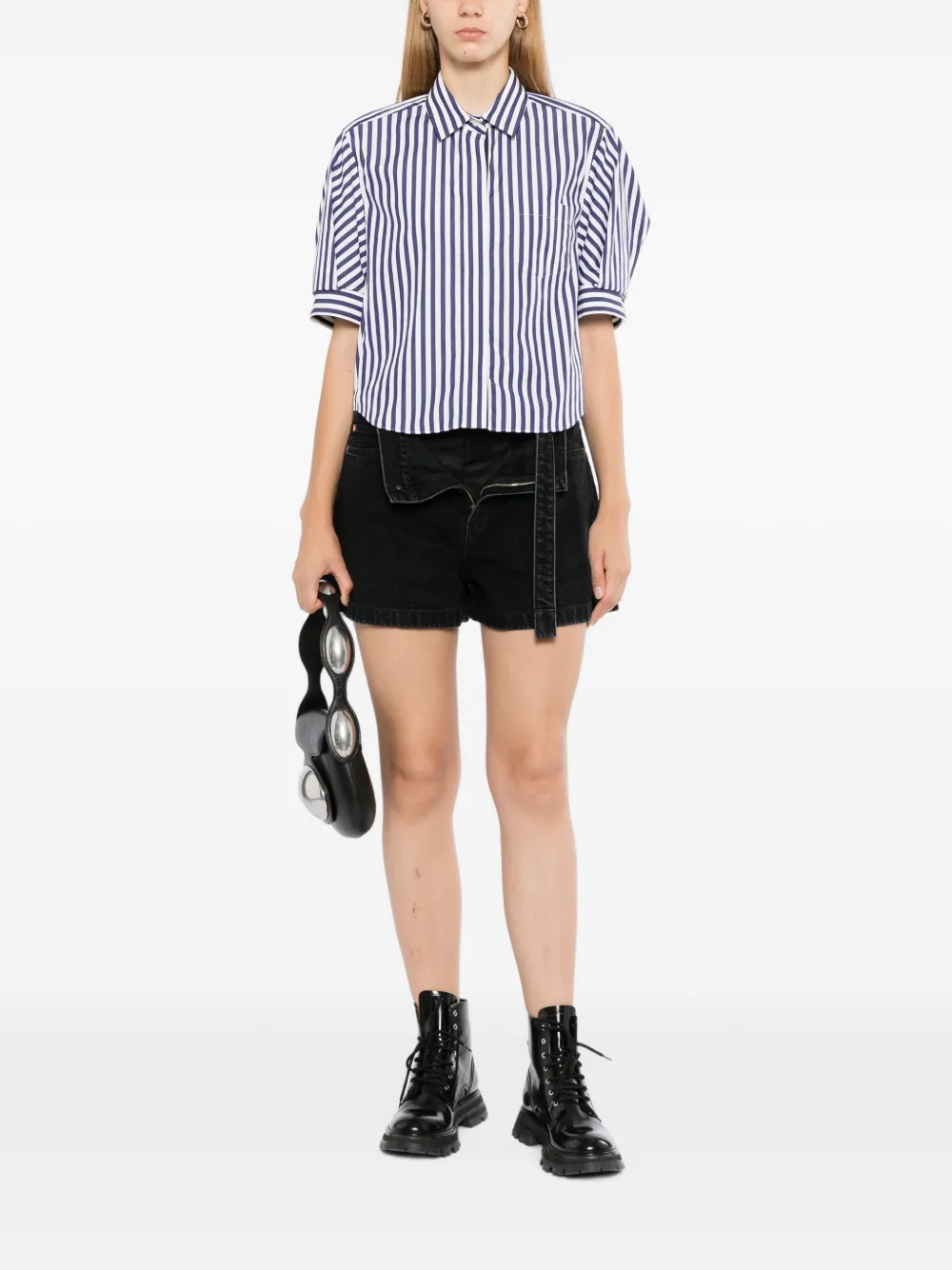 sacai Denim shorts Zwart