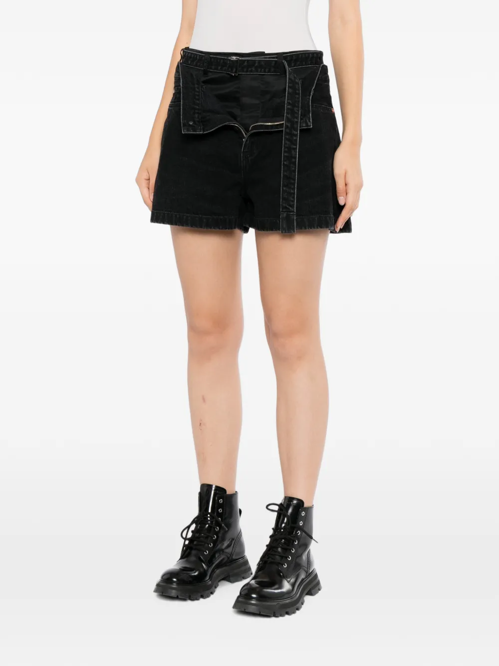 sacai Denim shorts Zwart