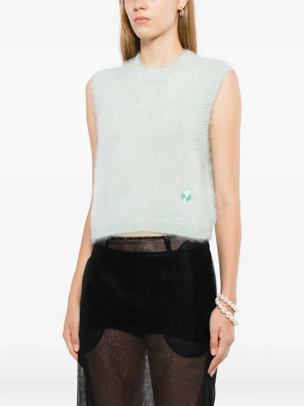 Cecilie Bahnsen Fuzzy-knit Sleeveless Top in Green, view 3