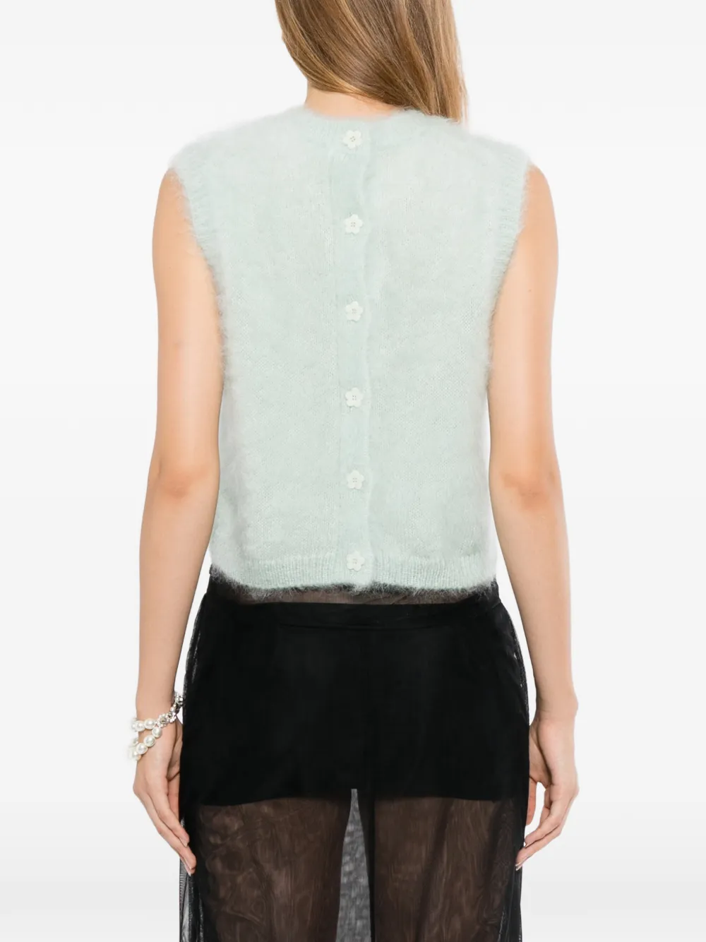 Cecilie Bahnsen Fuzzy-knit Sleeveless Top in Green, view 4