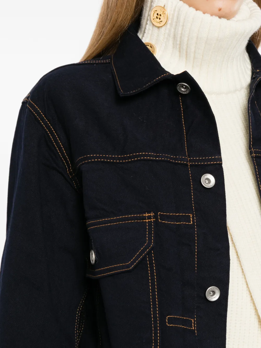 sacai Gelaagd denim jack met franje bij de zoom Blauw