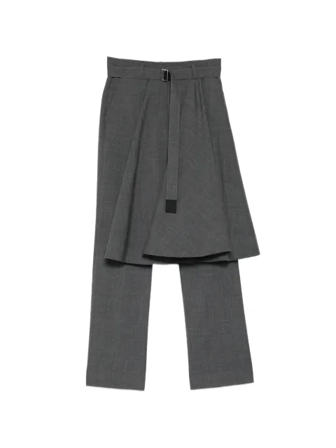 sacai layered belted trousers
