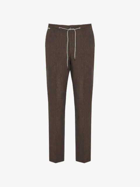 Corneliani 드로스트링 웨이스트 프레스 크리즈 팬츠