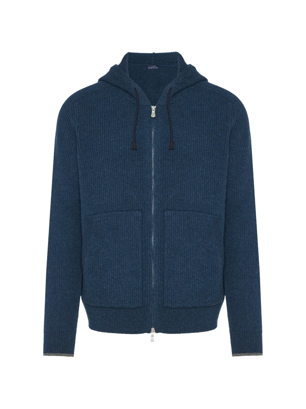 Barba ribbed-knit zip-up hoodie - Blue