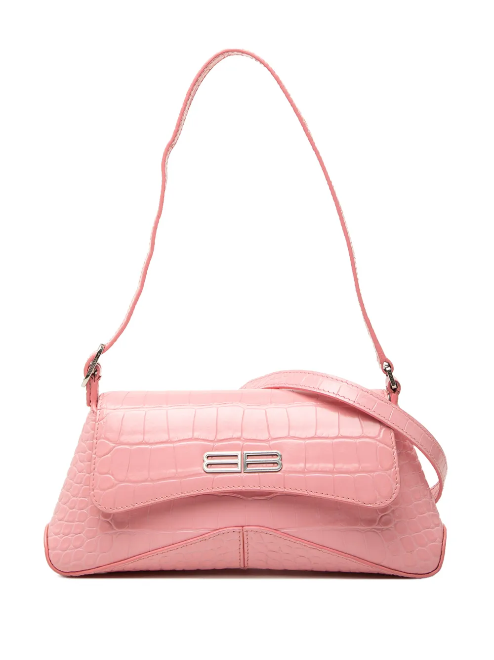 Balenciaga Pre-Owned 2022 Small Croc Embossed Leather XX Flap satchel - Rosa