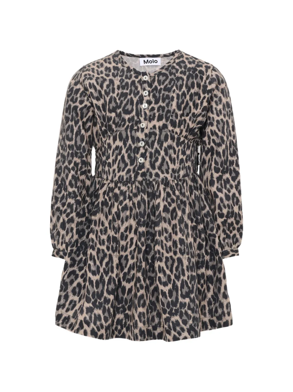 Molo Caro leopard-print long-sleeve dress - Toni neutri