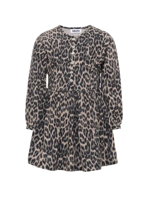 Molo Caro leopard-print long-sleeve dress