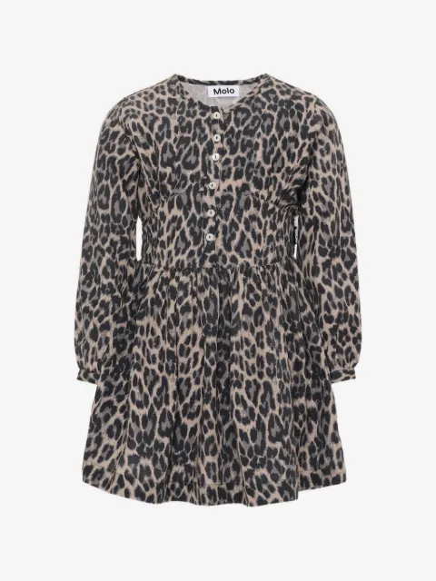 Molo Caro leopard-print long-sleeve dress