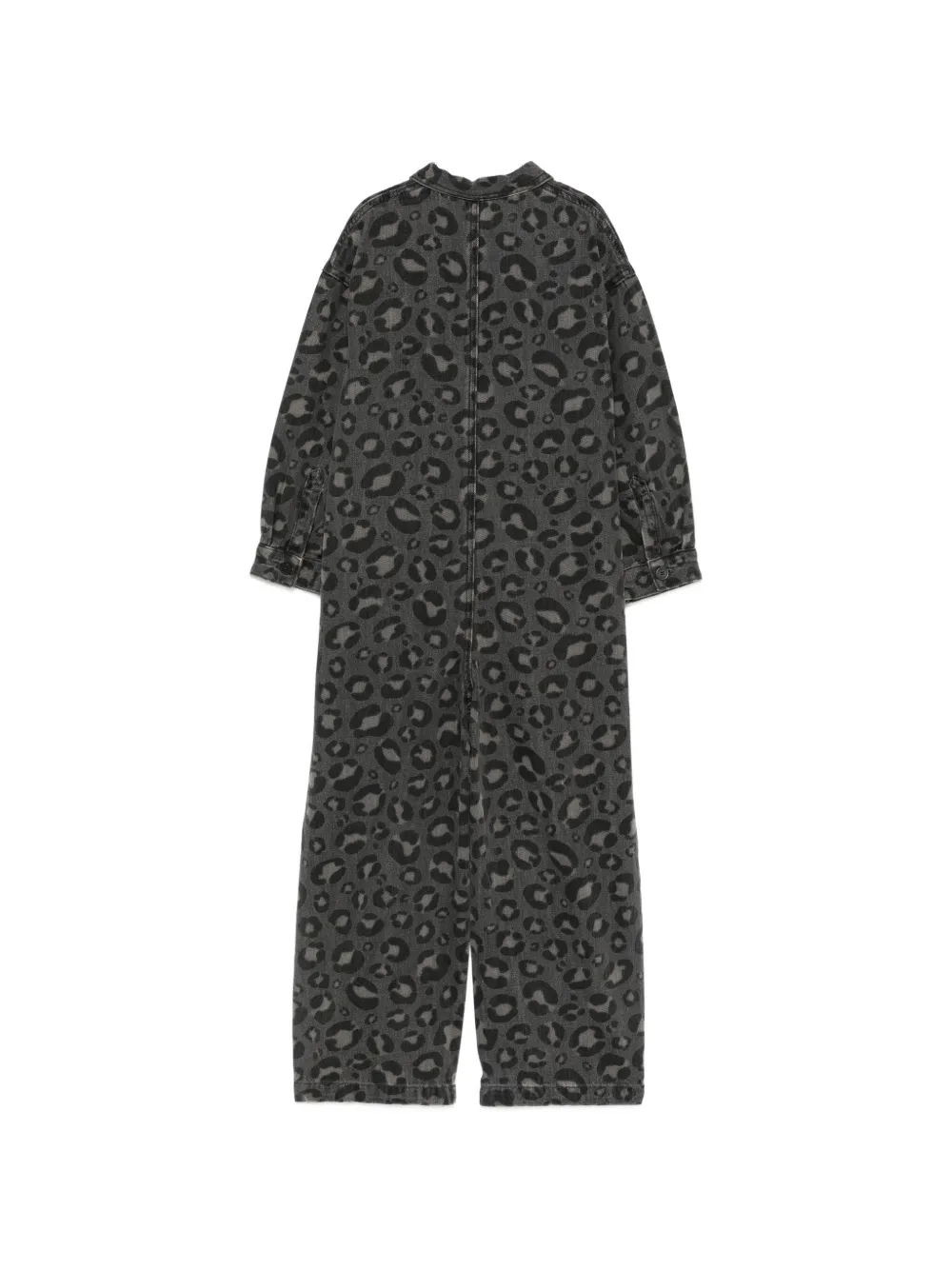 Douuod Kids Denim jumpsuit met luipaard-print Grijs