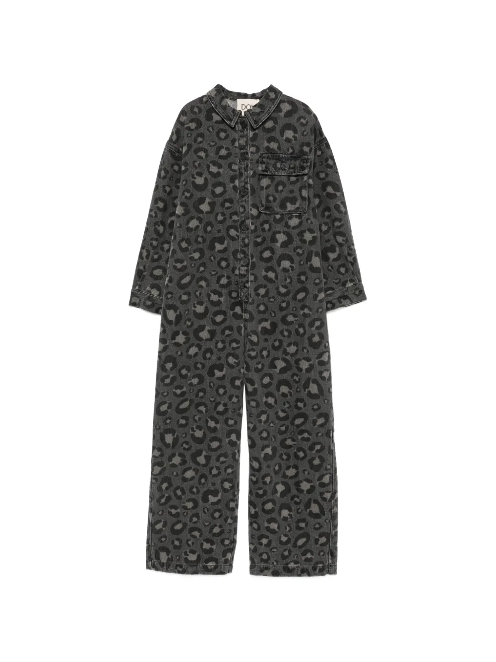 Douuod Kids Denim-Jumpsuit mit Leopardenprint - Grau