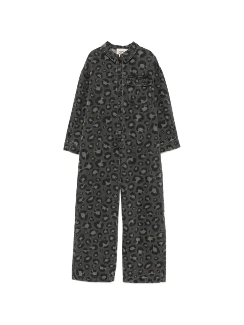 Douuod Kids leopard-print denim jumpsuit