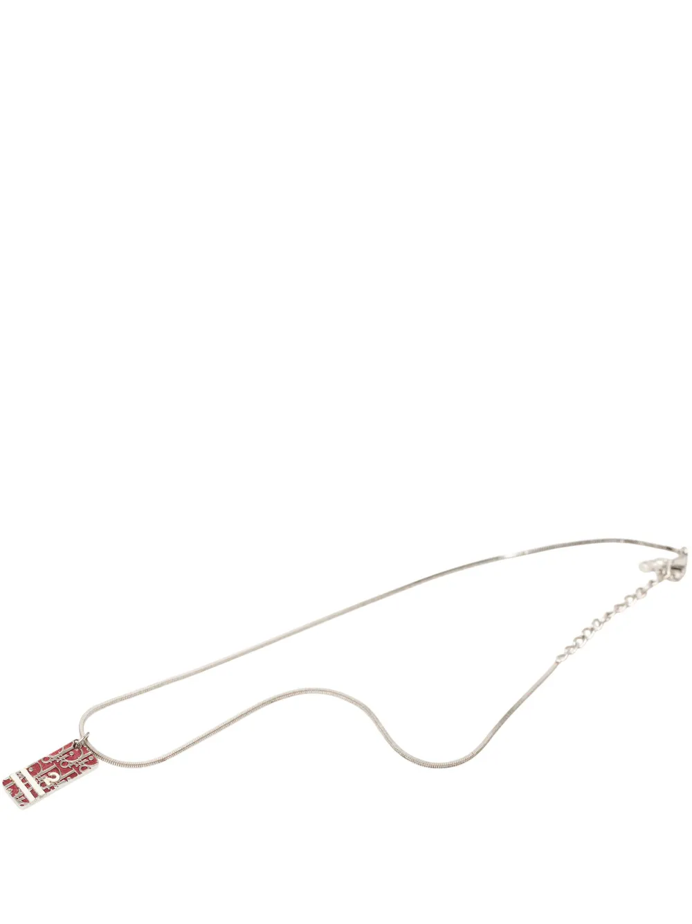 Christian Dior Pre-Owned 2002-2004 Brass Enamel Trotter Plate Pendant Necklace costume necklace - Red