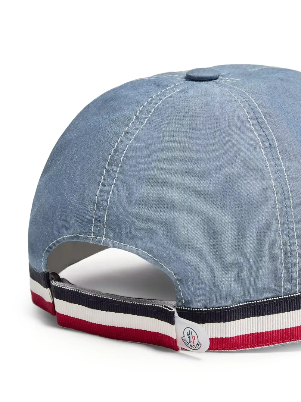 Moncler Enfant Honkbalpet met logo-patch en gestreepte afwerking Blauw