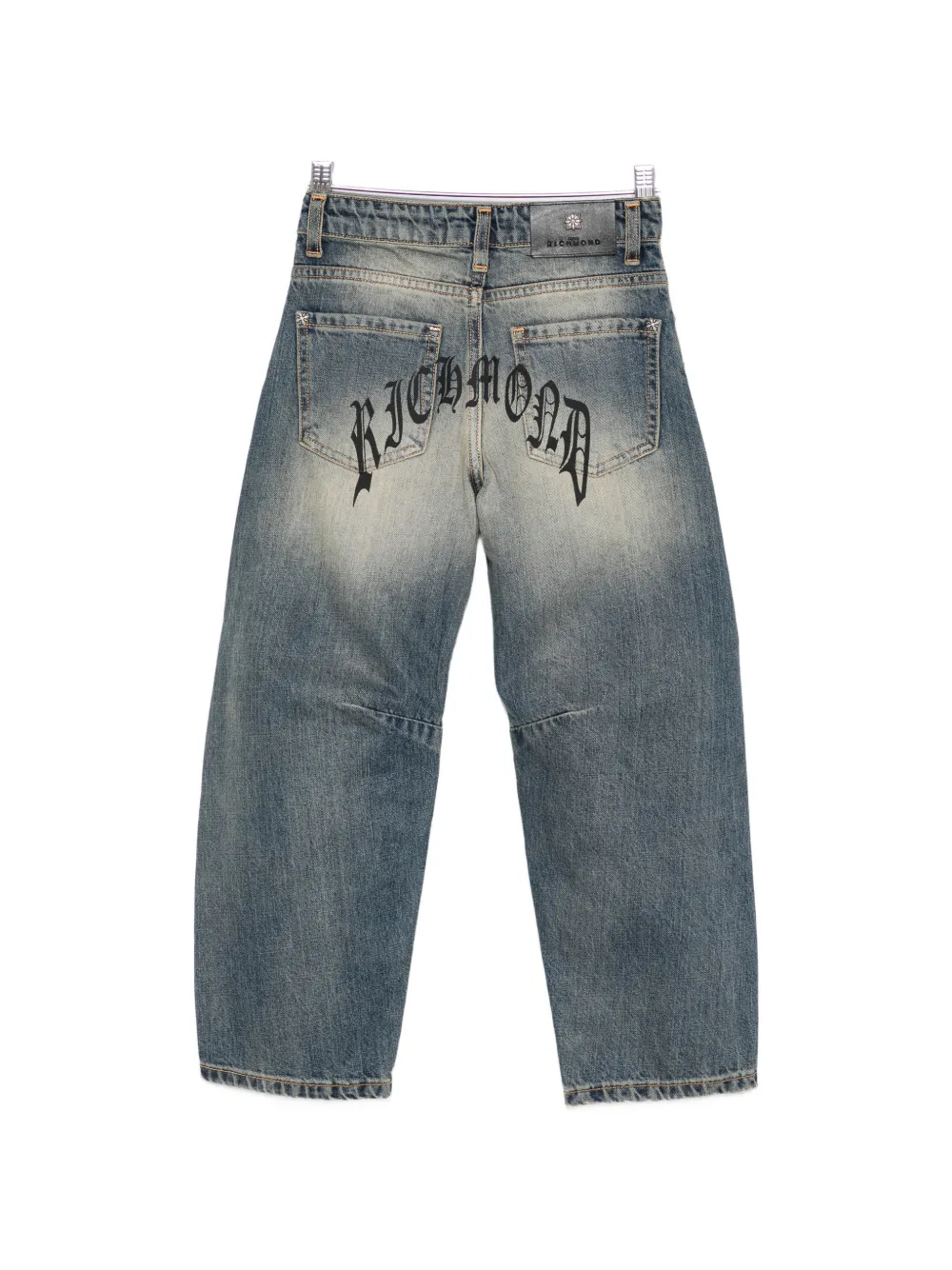 John Richmond Junior Jeans met vervaagd effect en logoprint Blauw