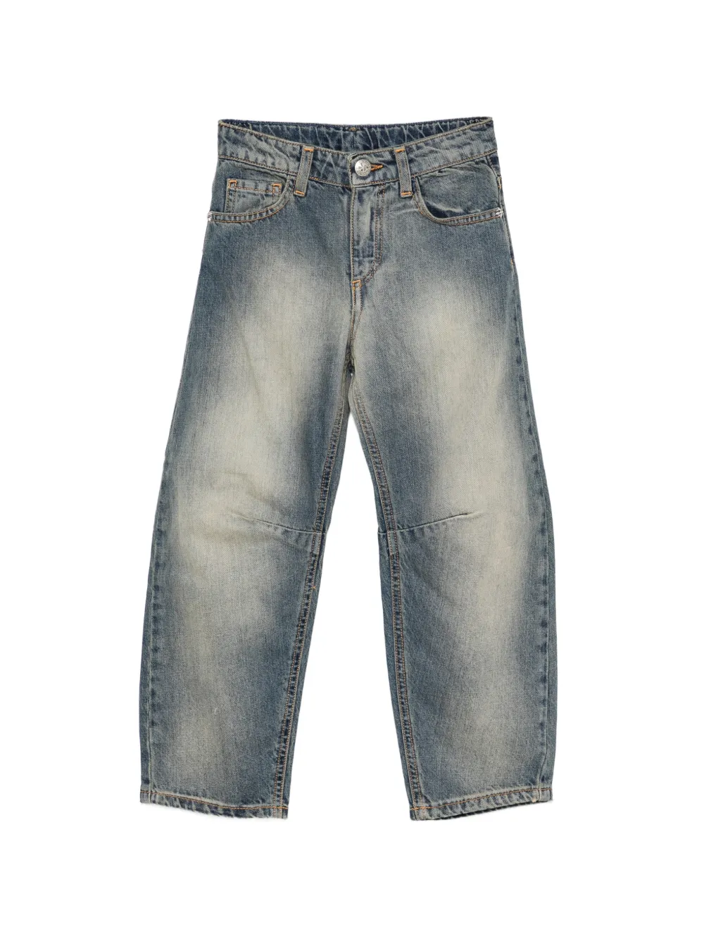 John Richmond Junior faded-effect logo-print jeans - Blu
