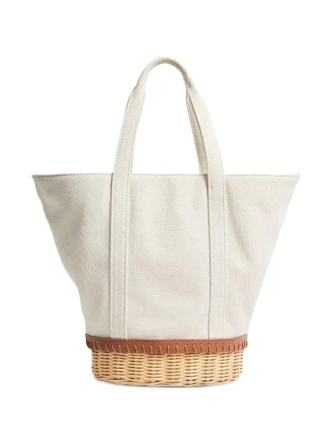 Pamela Munson The Gardener canvas-and-rattan tote bag