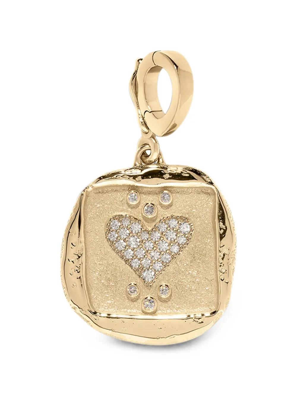 Azlee Amour diamond-heart coin pendant - Gold