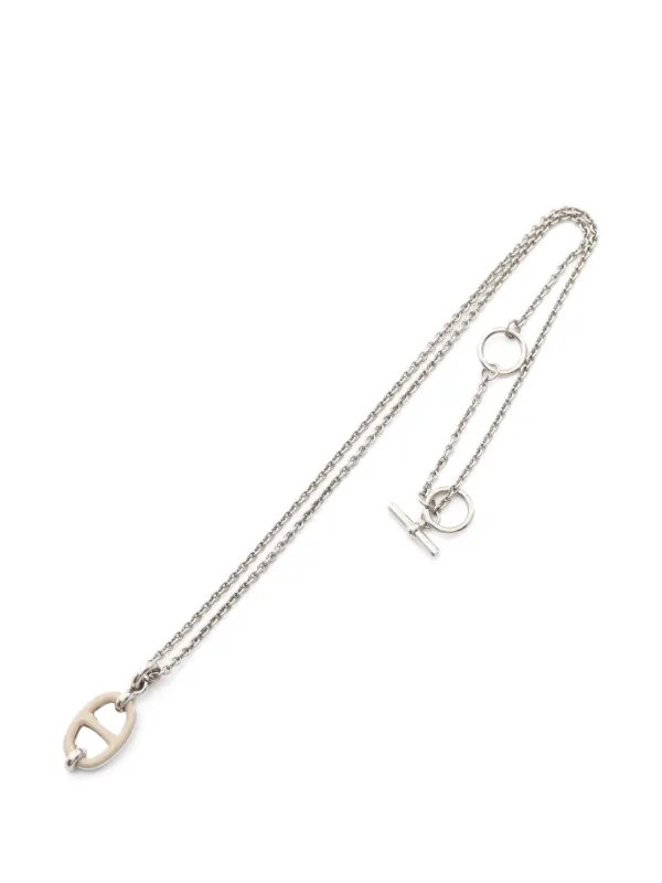 Hermès Pre-owned 2010s Logo Necklace in Silver