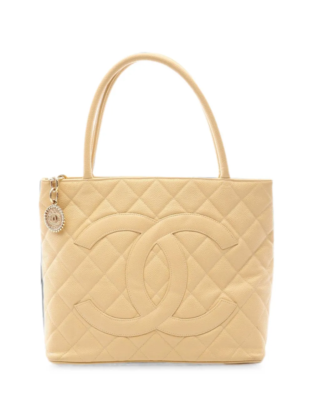 CHANEL Pre-Owned 2002-2003 Caviar quilted tote bag - Yellow