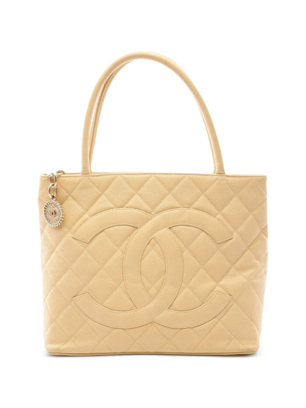 CHANEL Pre-Owned 2002-2003 Caviar quilted tote bag - Giallo
