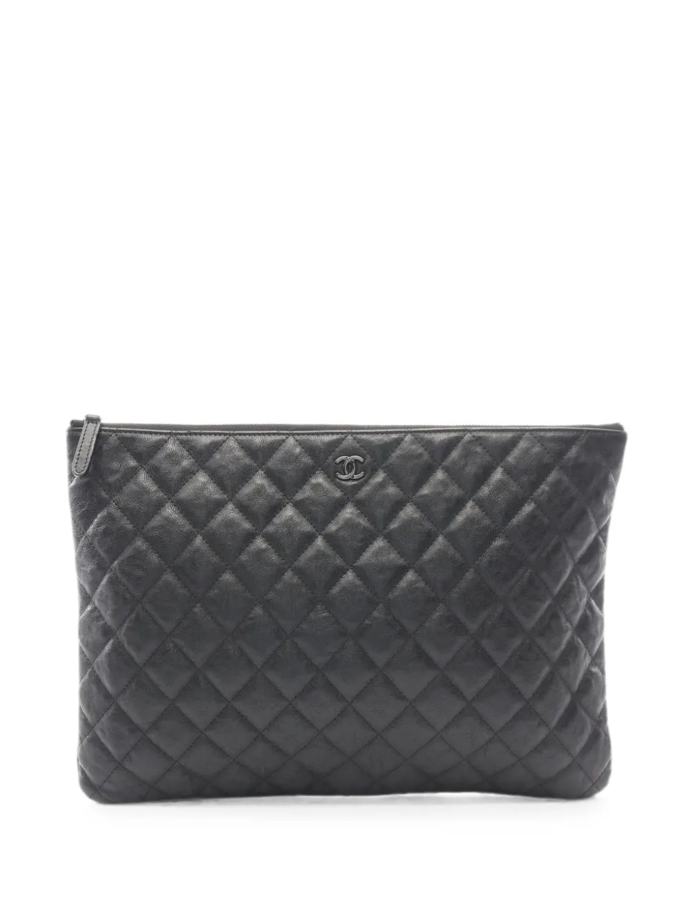 CHANEL Pre-Owned 2017-2018 Matelassé clutch bag - Black
