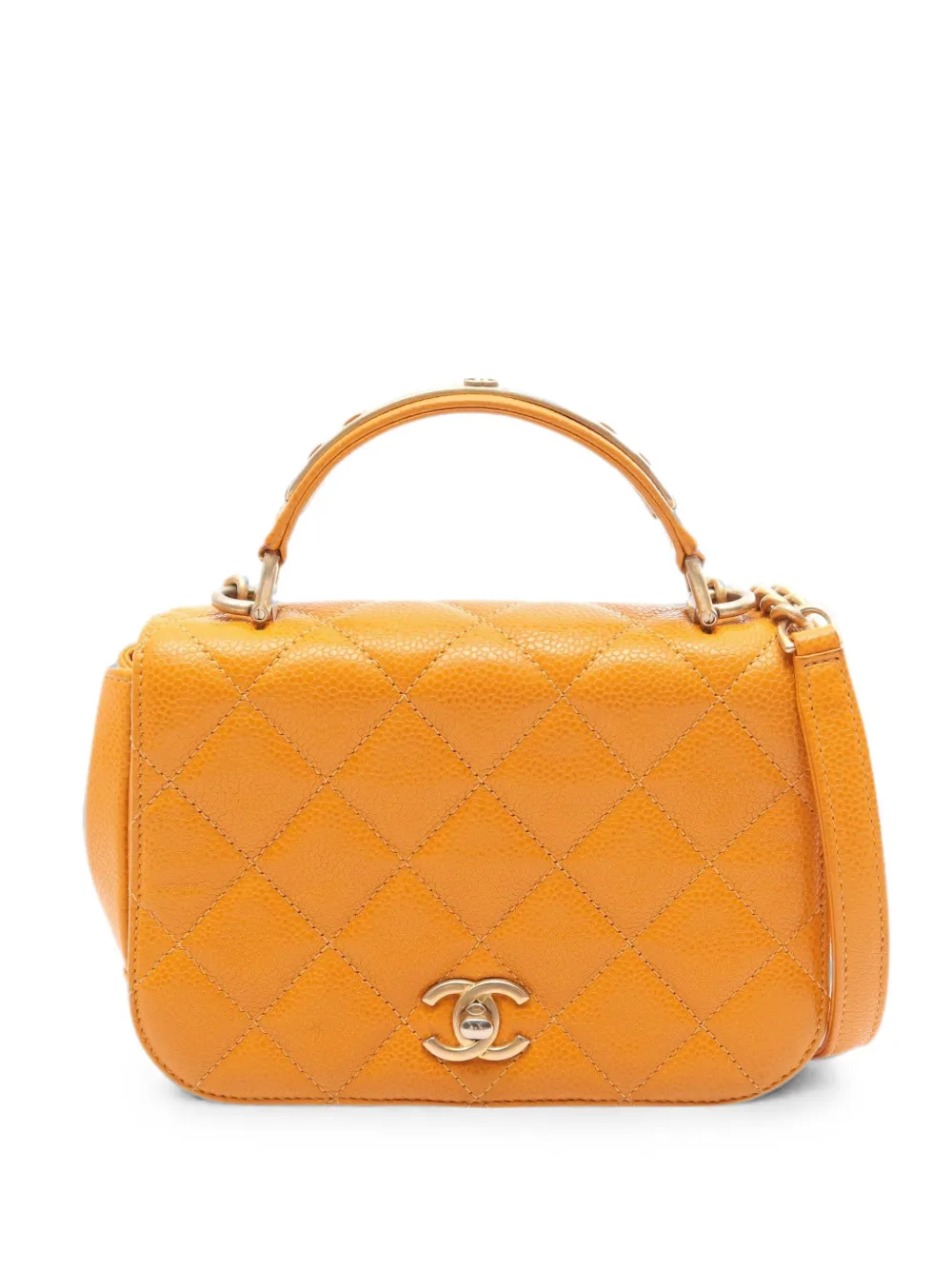 CHANEL Pre-Owned 2017-2018 Matelassé Caviar shoulder bag - Orange
