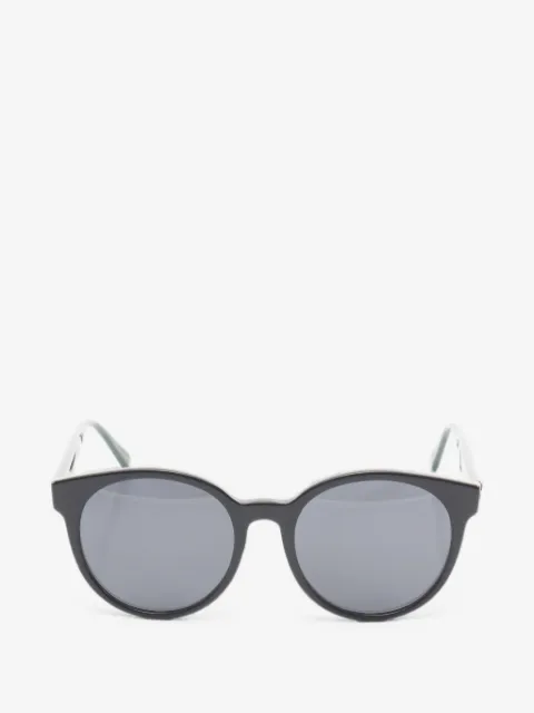 Gucci Pre-Owned 2020's 웹 스트라이프 라운드 선글라스
