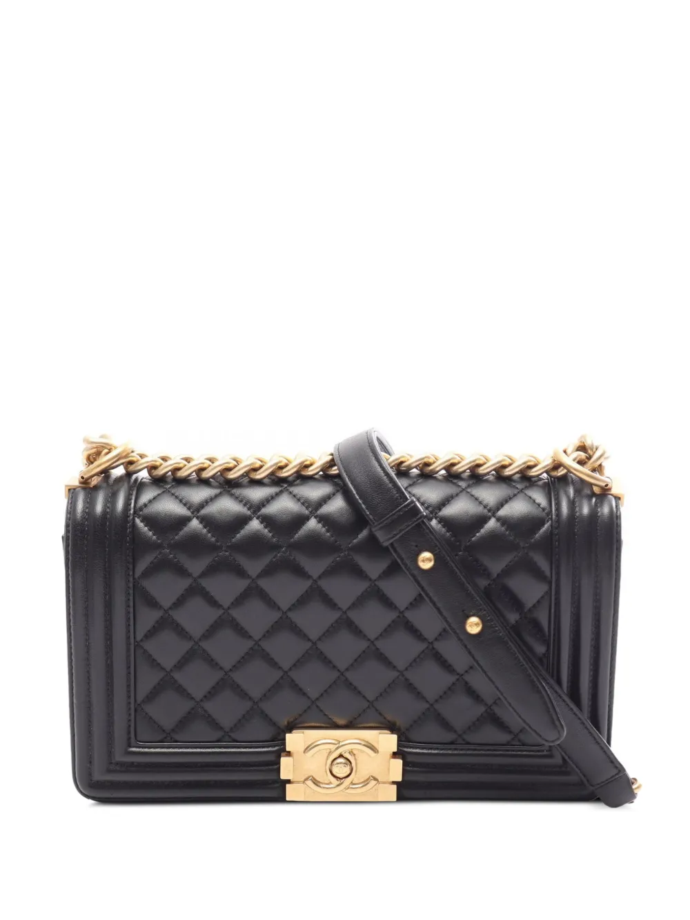 CHANEL Pre-Owned 2016-2017 Boy chain shoulder bag - Black