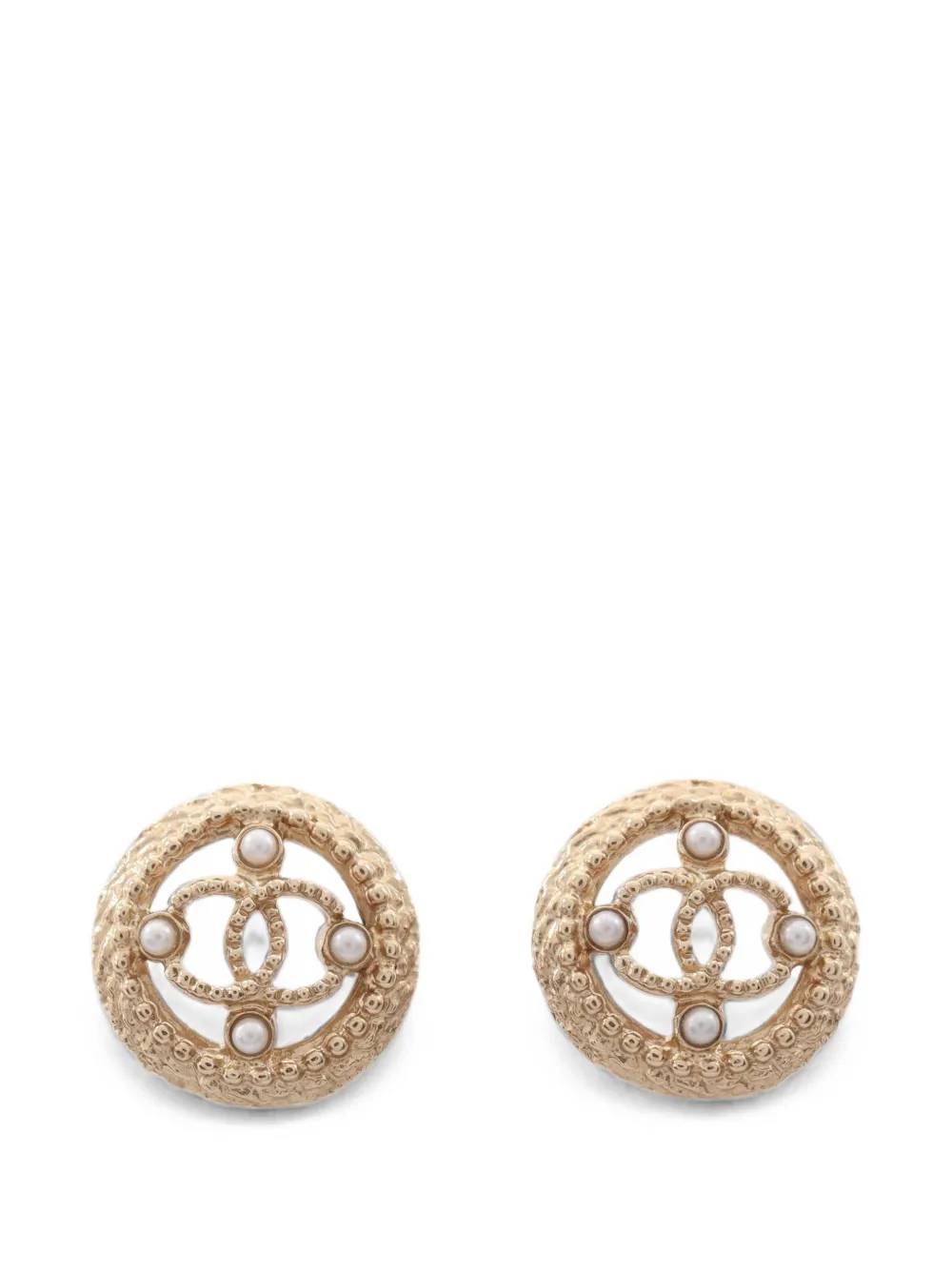 CHANEL Pre-Owned 2019 CC faux-pearl earrings - Gold