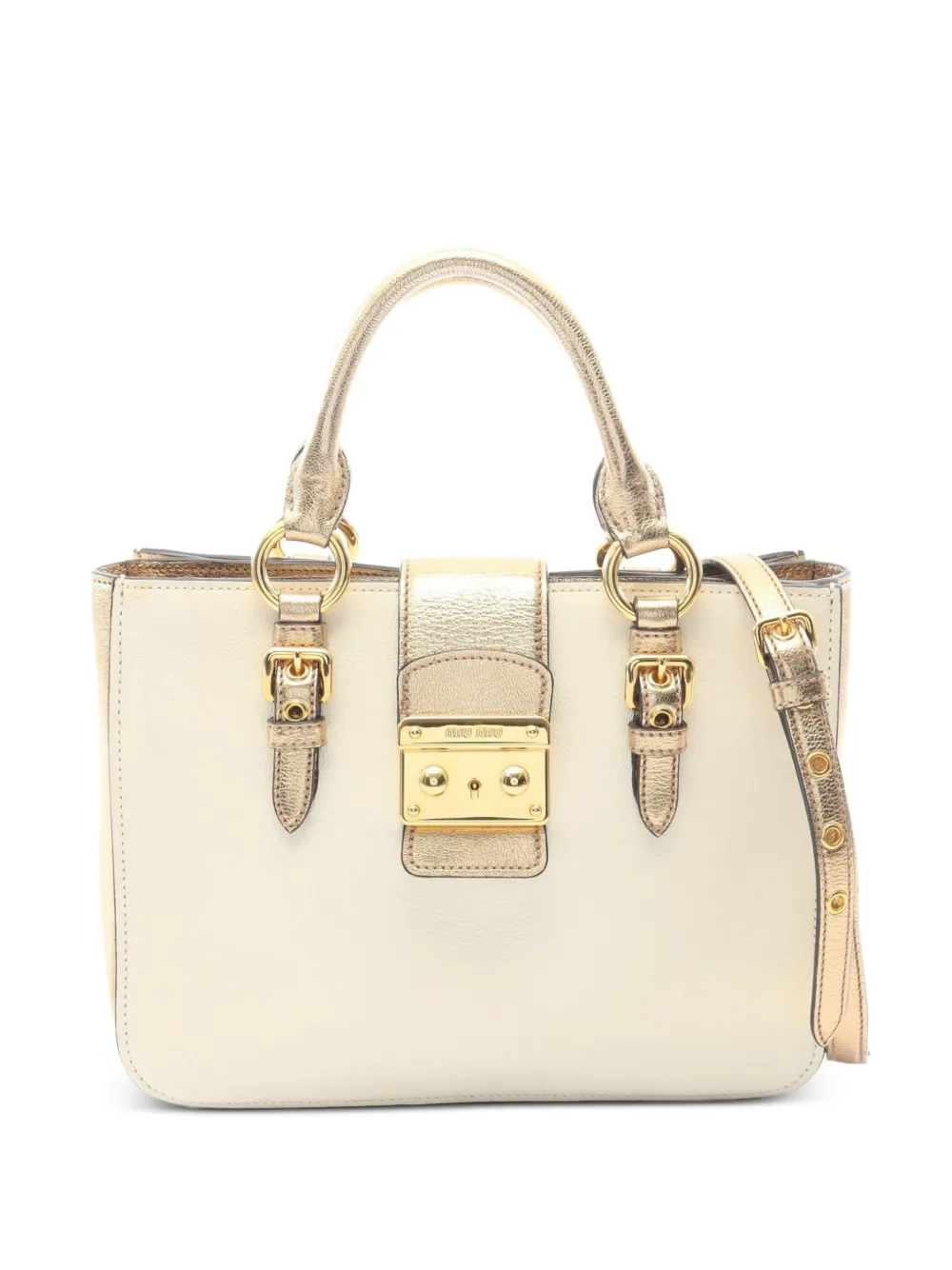 Miu Miu Pre-Owned Borsa tote Madras con fibbia anni 2010 - Toni neutri