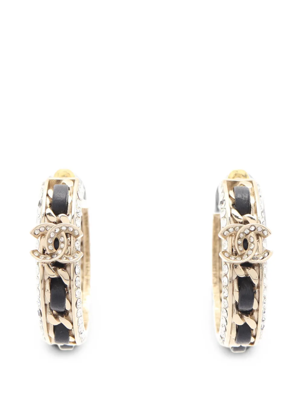 CHANEL Pre-Owned rhinestone-embellishment hoop earrings - Gold