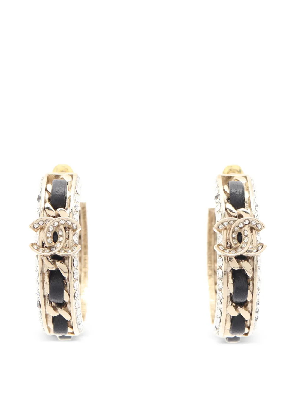 CHANEL Pre-Owned rhinestone-embellishment hoop earrings - Oro