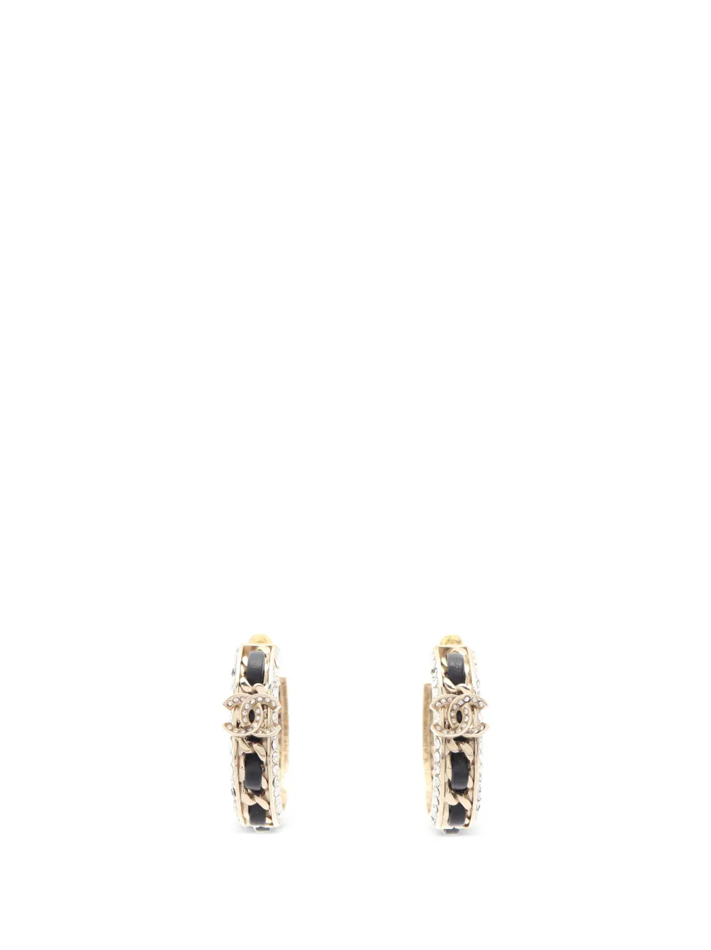CHANEL Pre-Owned rhinestone-embellishment hoop earrings - Oro