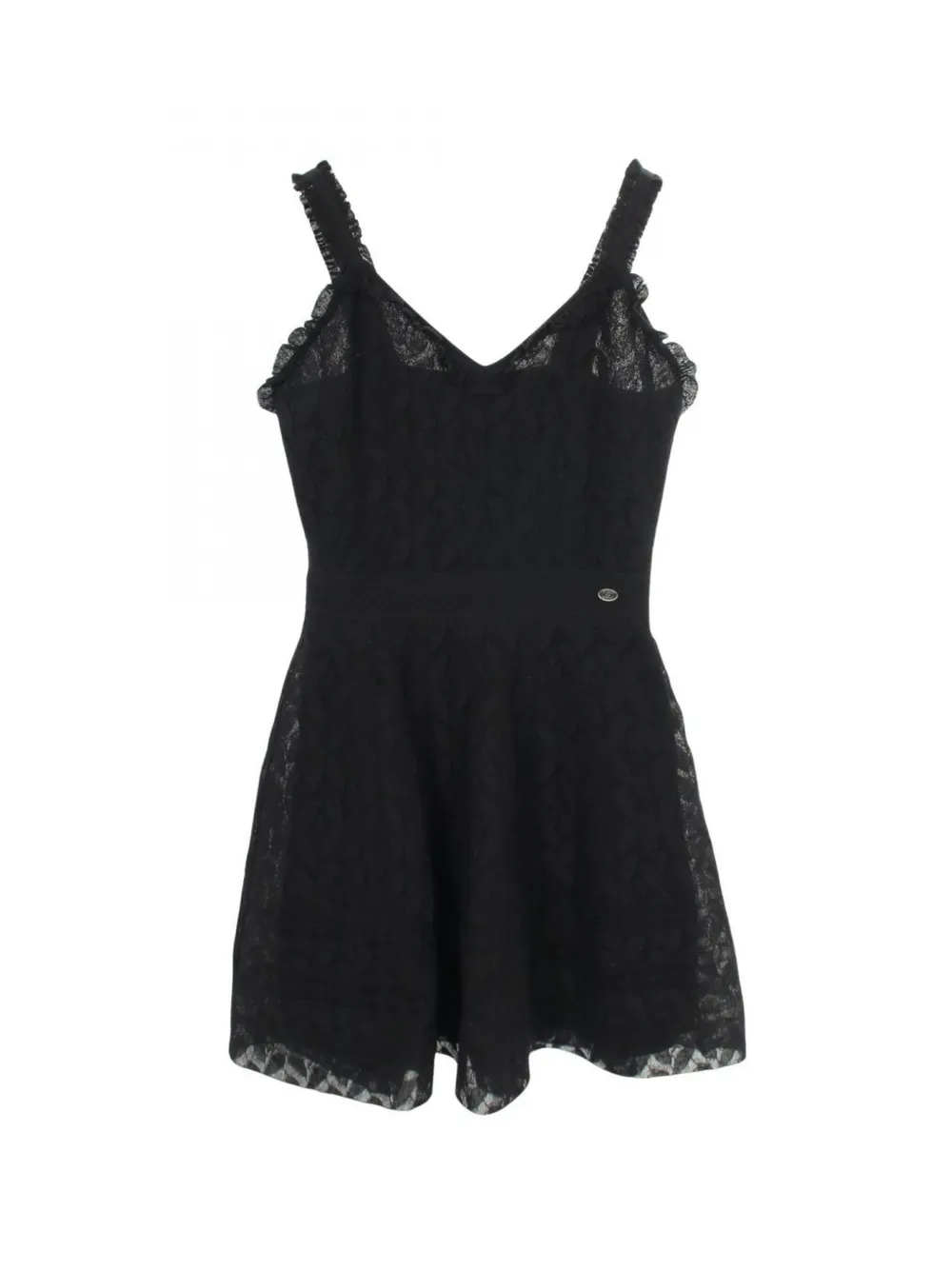 CHANEL Pre-Owned 1986-1988 Camellia lace mini dress - Nero