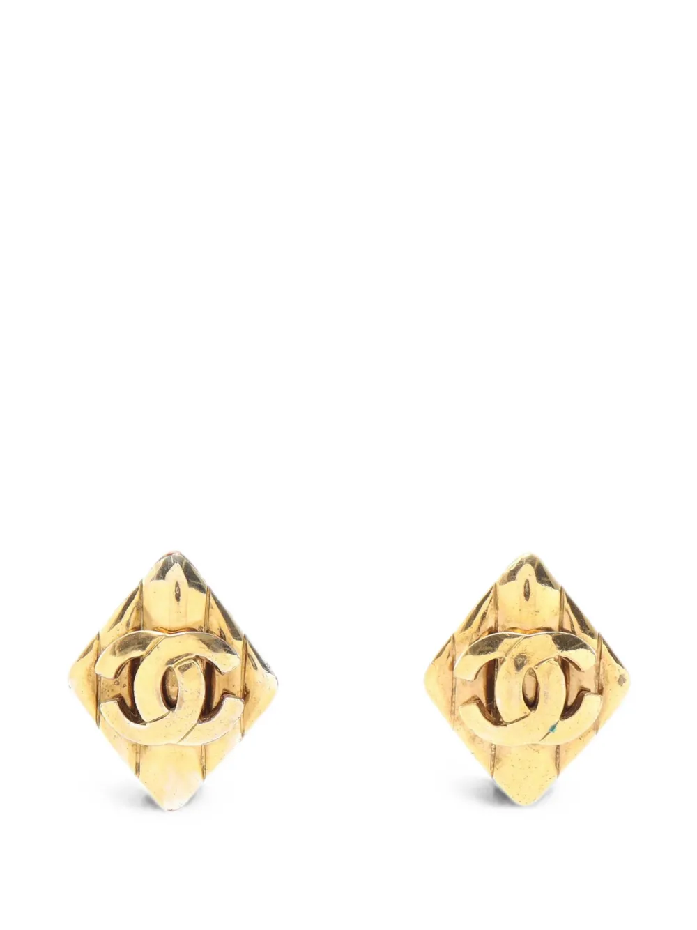 CHANEL Pre-Owned 1997 Coco Mark rhombus earrings - Gold