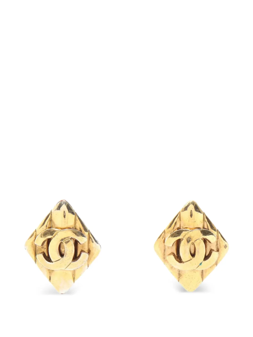 CHANEL Pre-Owned 1997 Coco Mark rhombus earrings - Oro