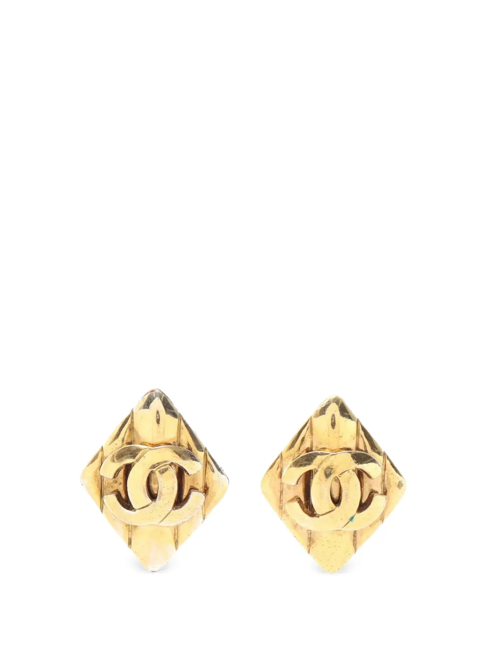 CHANEL Pre-Owned 1997 Coco Mark rhombus earrings - Oro